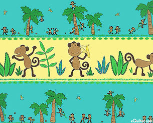 Funky Monkey Stripe - Turquoise And Yellow c-1629 Michael Miller