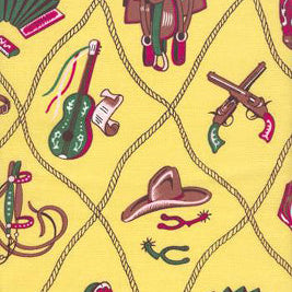 Vintage Cowboys - Yellow Saddle Boots Guitar Gun Spurs (diamond grid)
