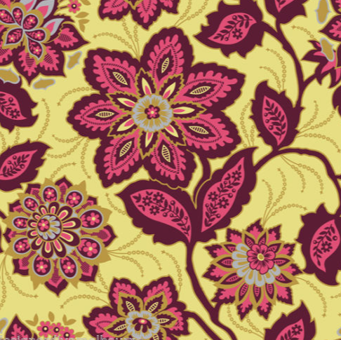Joel Dewberry - Heirloom Voile - Ornate Floral in Garnet VJD03