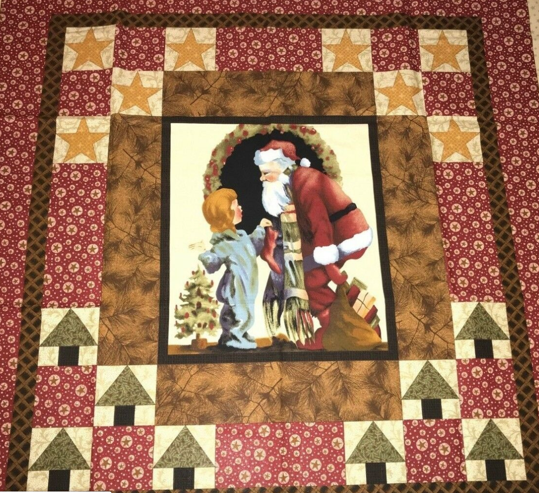 Cover Story Santa Christmas Fabric Quilt Panel RJR by Thimbleberries 36 X 44""