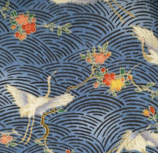 Faye Burgos for Marcus Fabrics Cranes on waves Sky Blue (Japanese) *