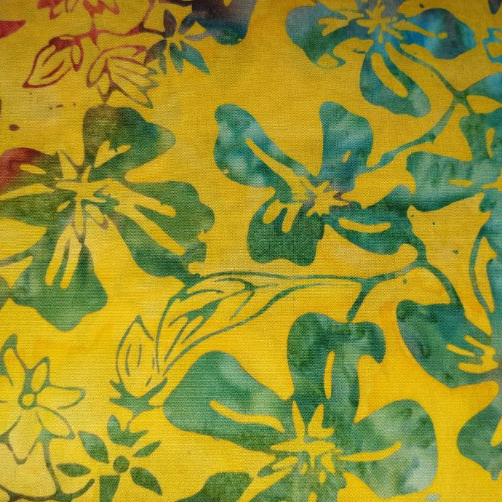 Batik - Island Batik - Flowers - Yellow with Red, Green, Blue and Purple