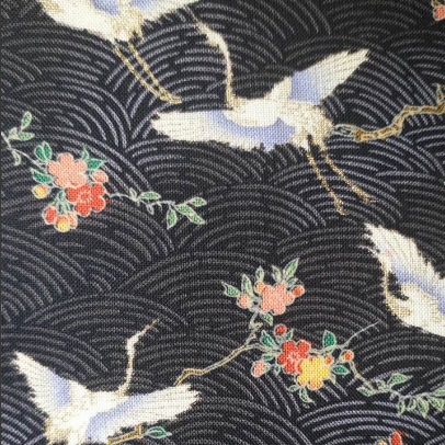 Faye Burgos for Marcus Fabrics Cranes on waves Navy *