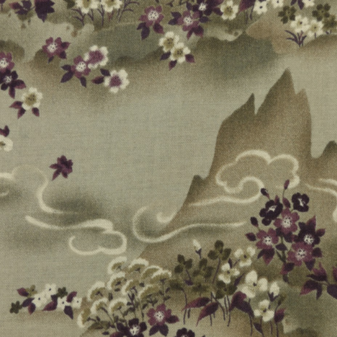 Beige floral Mountains Cosmo Textile Co. Japan 85309-14C *