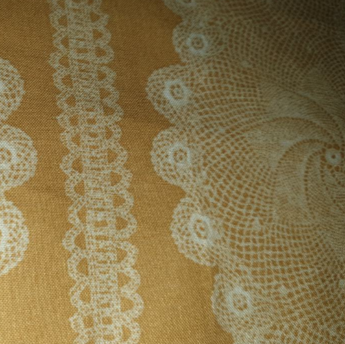 Honeymoon Cottage Doily Lace fabric Mustard 7257