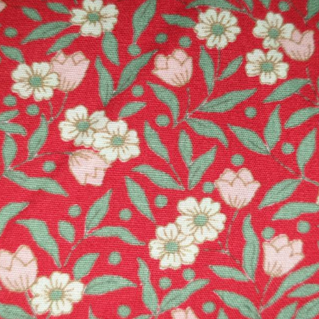 Sevenberry Petite Fleurs Flower Stems Red Fabric 0441042