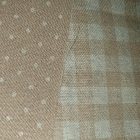 Yuwa Double sided beige and cream linen spot and check *