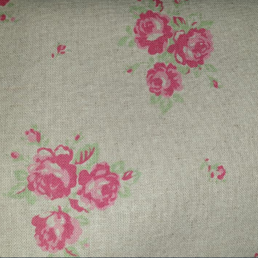 Kokka Trefle hot pink floral rustic linen *