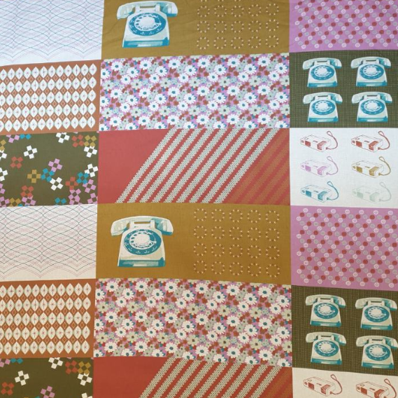 Rotary in Absinthe - Panel - Ruby Star Spring by Melody Miller for Kokka - Cotton Linen Blend