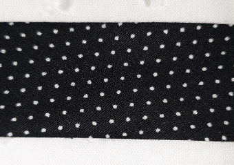 Polycotton Bias Binding 25mm Black pindot