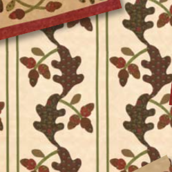 Oak Leaves & Reel by Terry Clothier Thompson Red and Green border stripe 8057-12