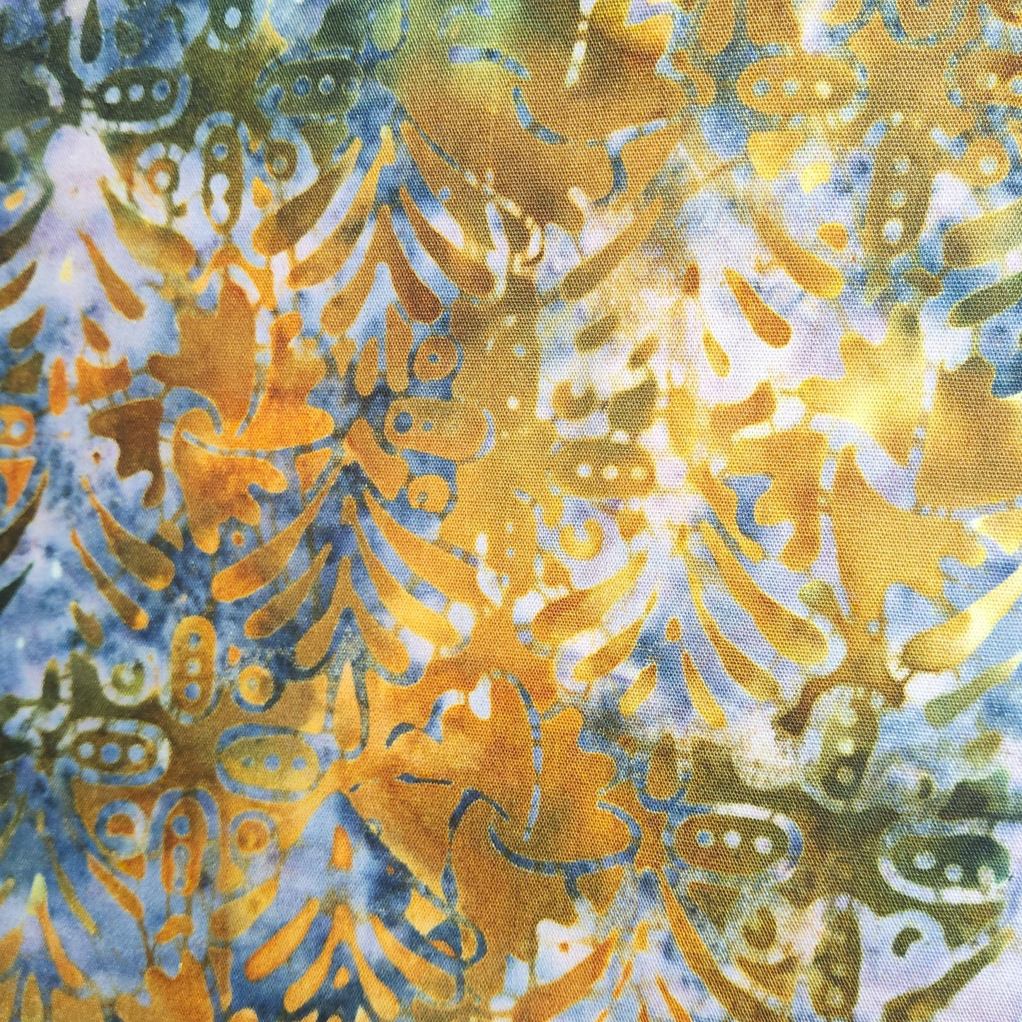 Batik - Timeless Treasures teal rust fronds