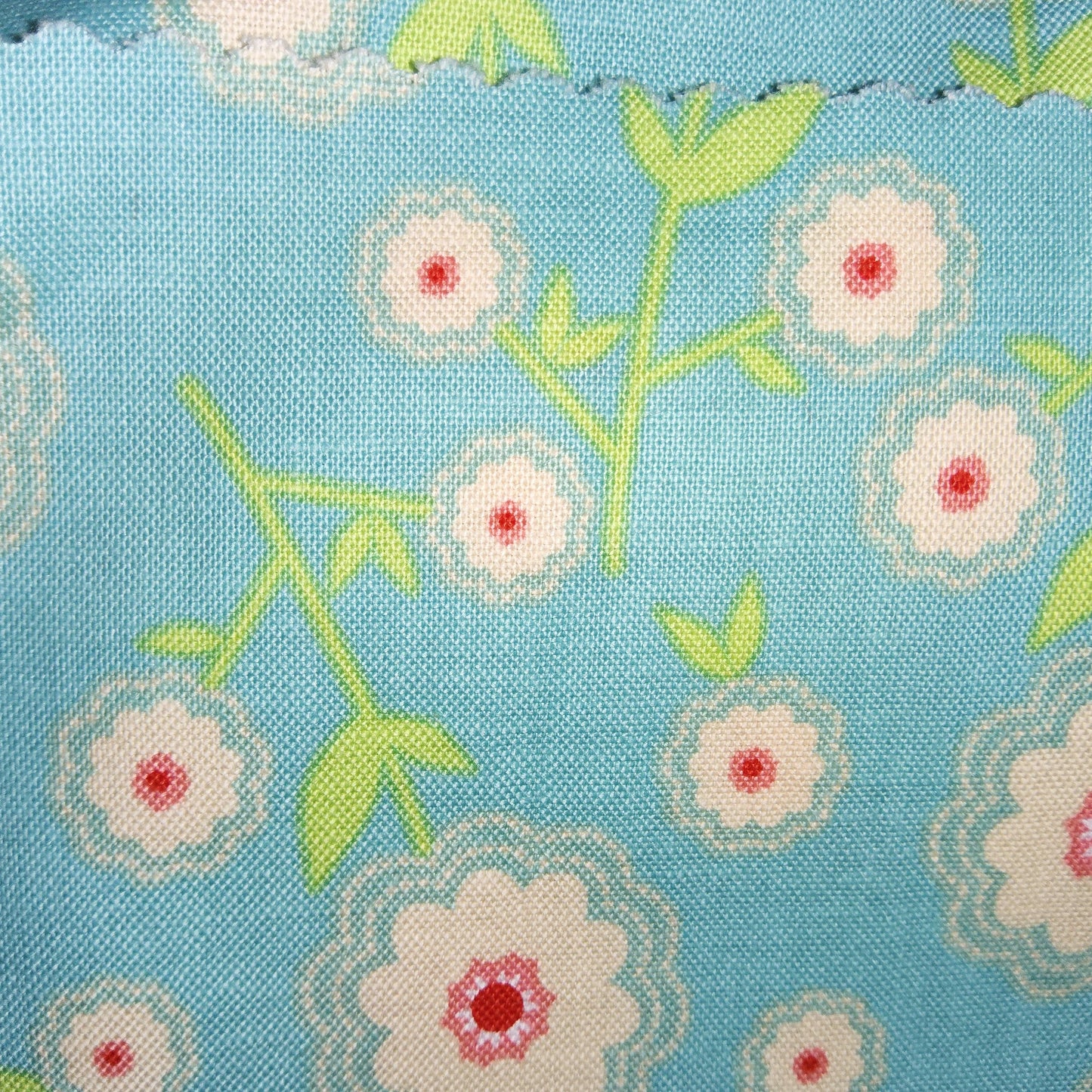 Riley Blake Delighted! aqua flowers by the Quilted Fish C2662 (rare and out of print)