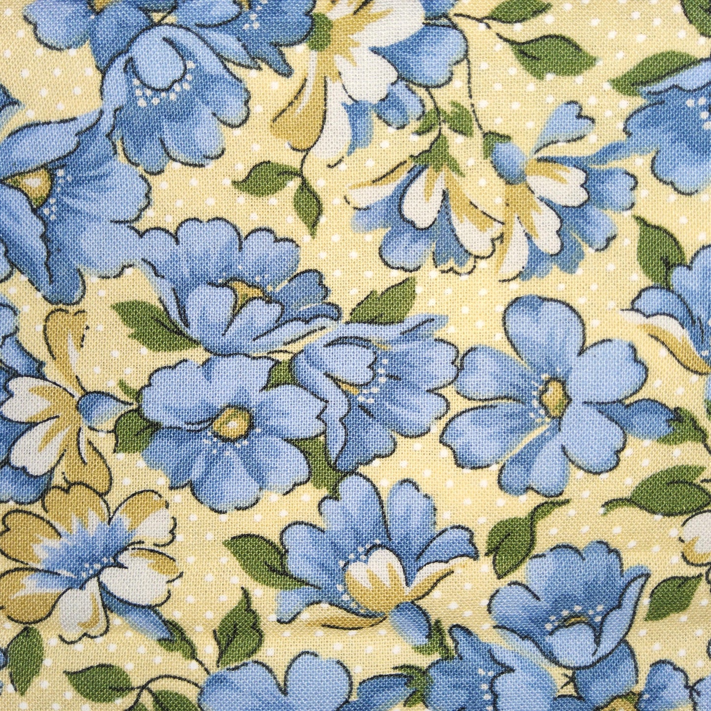 Hooked On Hankies - Blue Flowers on yellow spot