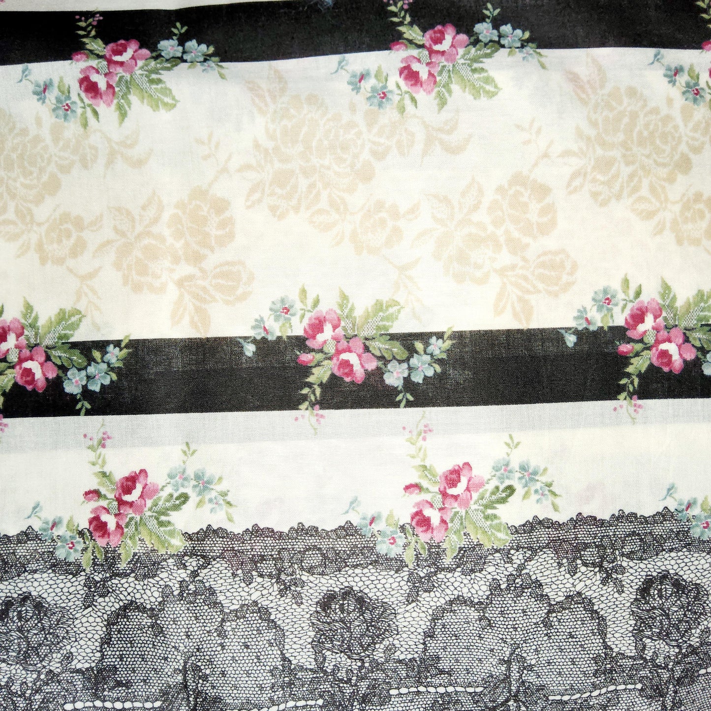 Micci Collection by Yuwa Premium Black Lace stripe (Cotton voile) MC316653