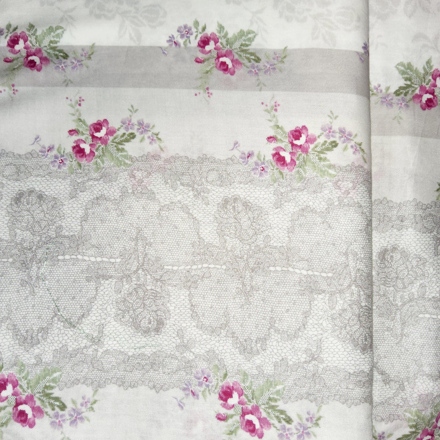 Micci Collection by Yuwa Grey Lace stripe (Cotton voile) MC316653
