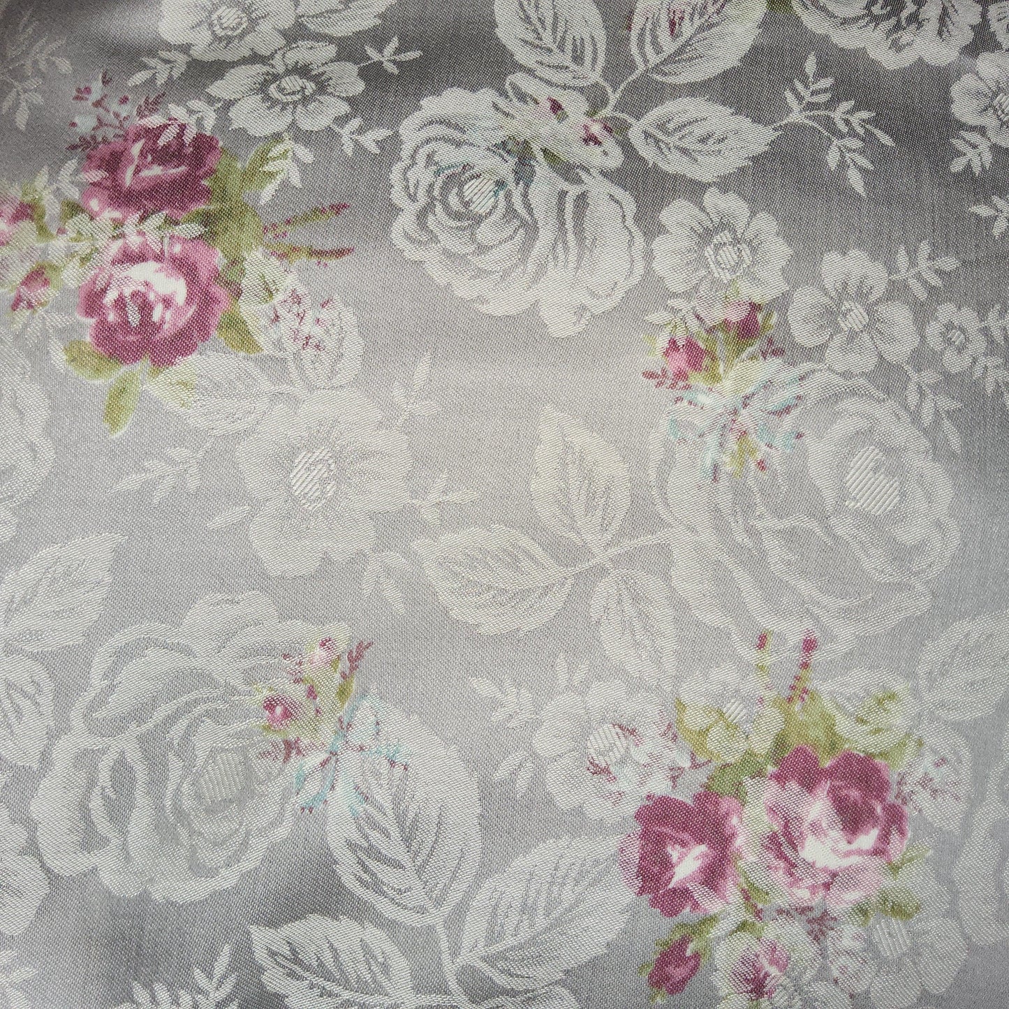 Yuwa Live Life Collection Premium Light Grey floral brocade 299393-A (45 wide)"