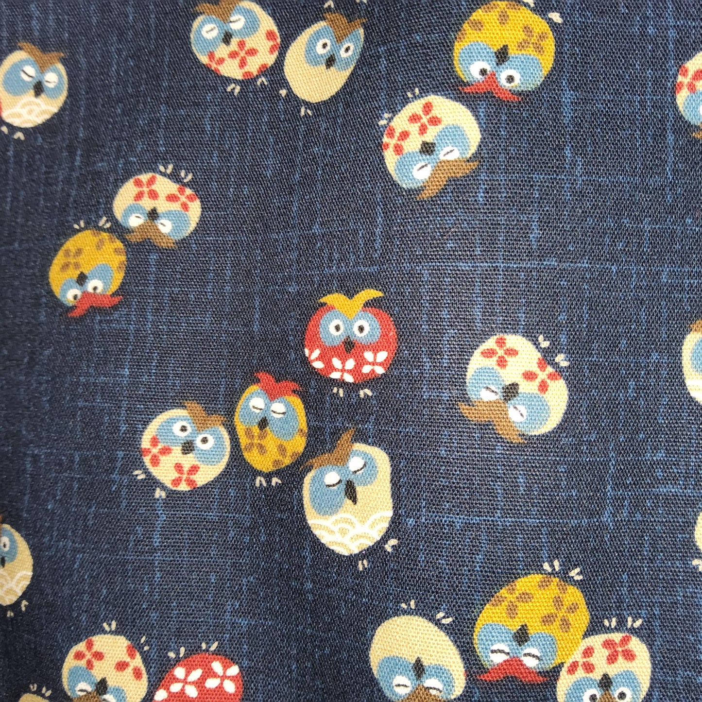Japanese coloured owls on indigo - Nutex