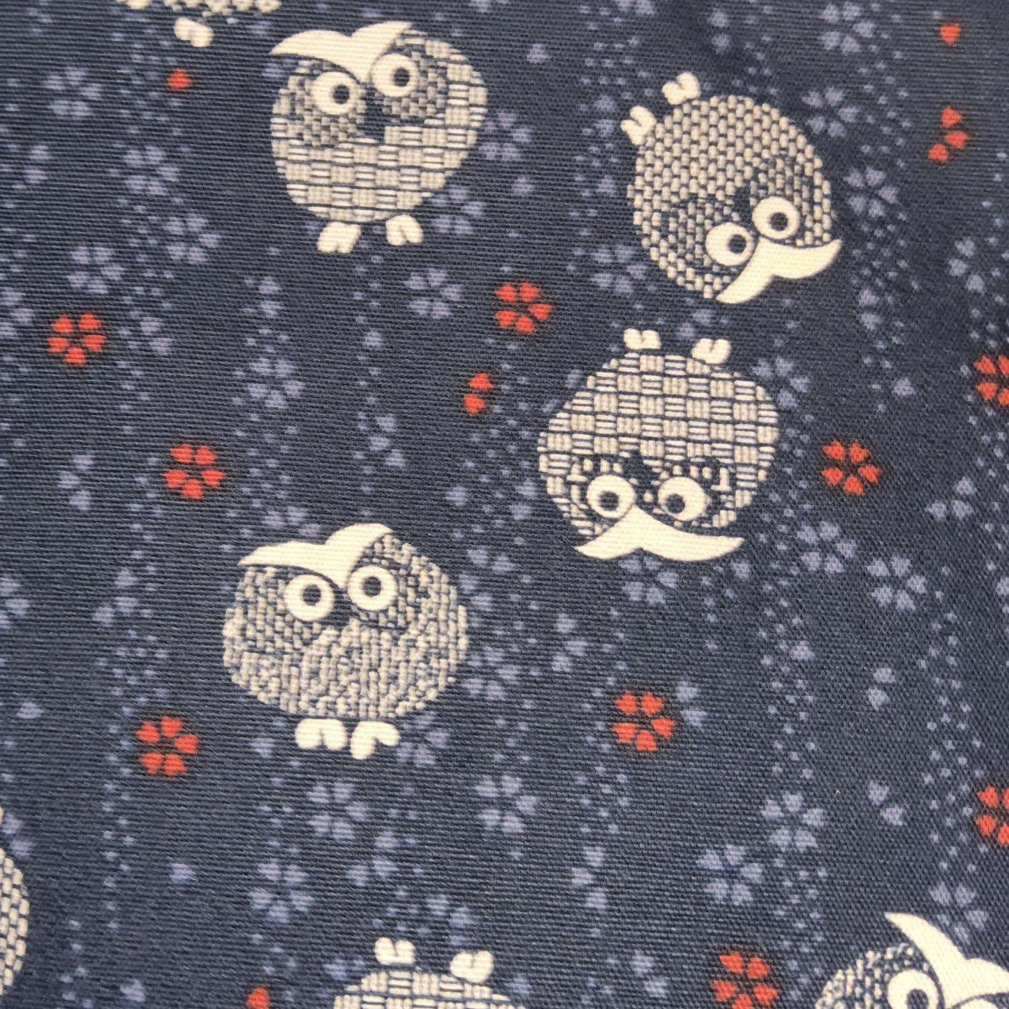 Japanese Owls on Indigo Fabric - Nutex *