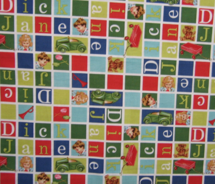 Dick and Jane Crossword fabric - DJ-3153