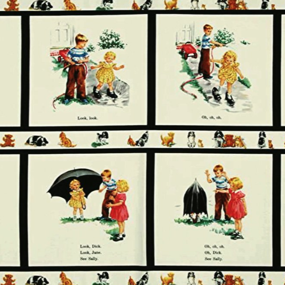 Dick and Jane Sally Look - Cream PANEL (now discontinued) RARE DJ-2731