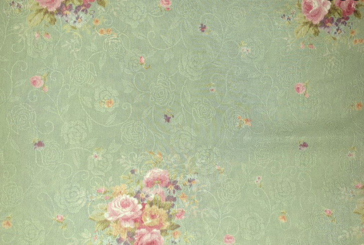 Yuwa Live Life Premium Collection green floral bouquets voile 296389-E