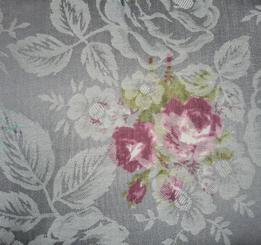 Yuwa Live Life Collection Premium Light Grey floral brocade 299393-A (45 wide)"