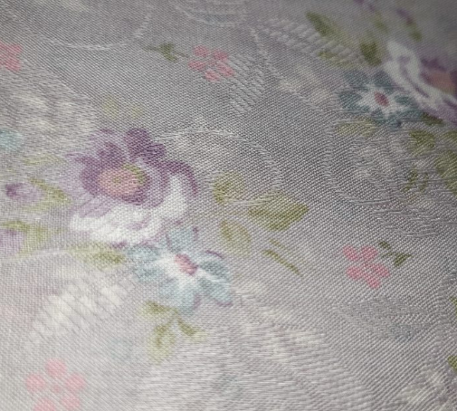 Yuwa Live Life Collection Premium Grey Floral Voile with violet&blue posies 296394