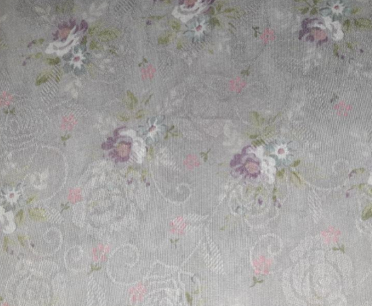 Yuwa Live Life Collection Premium Grey Floral Voile with violet&blue posies 296394