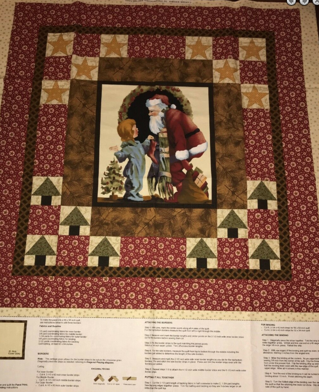 Cover Story Santa Christmas Fabric Quilt Panel RJR by Thimbleberries 36 X 44""