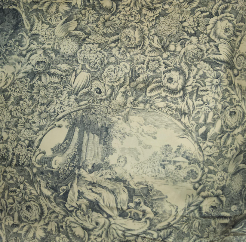 Yuwa Live Life Victorian Toile in Coffee/Black