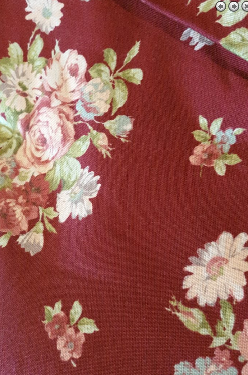 Yuwa Remember Quilts collection by Junko Miyazaki burgundy roses linen