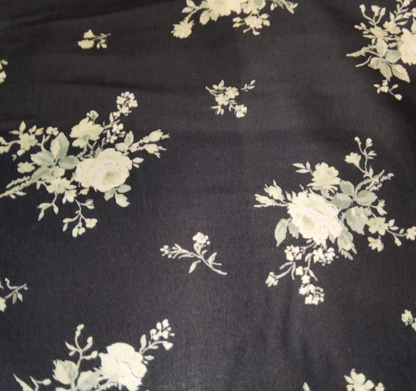 YUWA lightweight black cotton floral VOILE - 311426/D