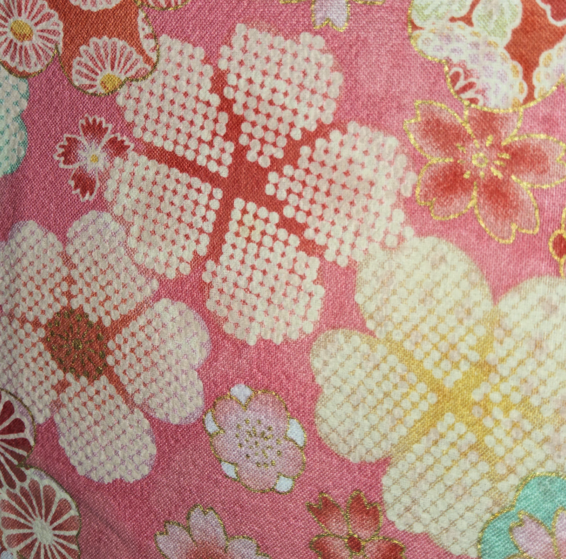 Japanese cotton crepe fabric pink Sakura flowers *