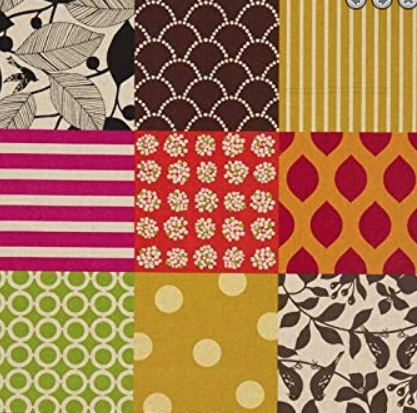 Echino - Etsuko Furuya - Squares (KOKKA) Brown Yellow Orange (patchwork squares)