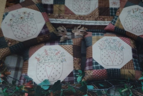 Basket Quilt and Pillows Patterns #57 by Bareroots