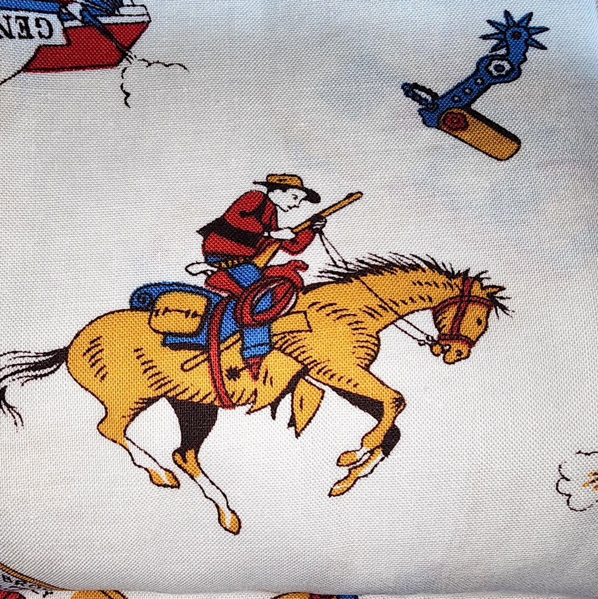 Cowboys & General Store - white background RJR Fabrics