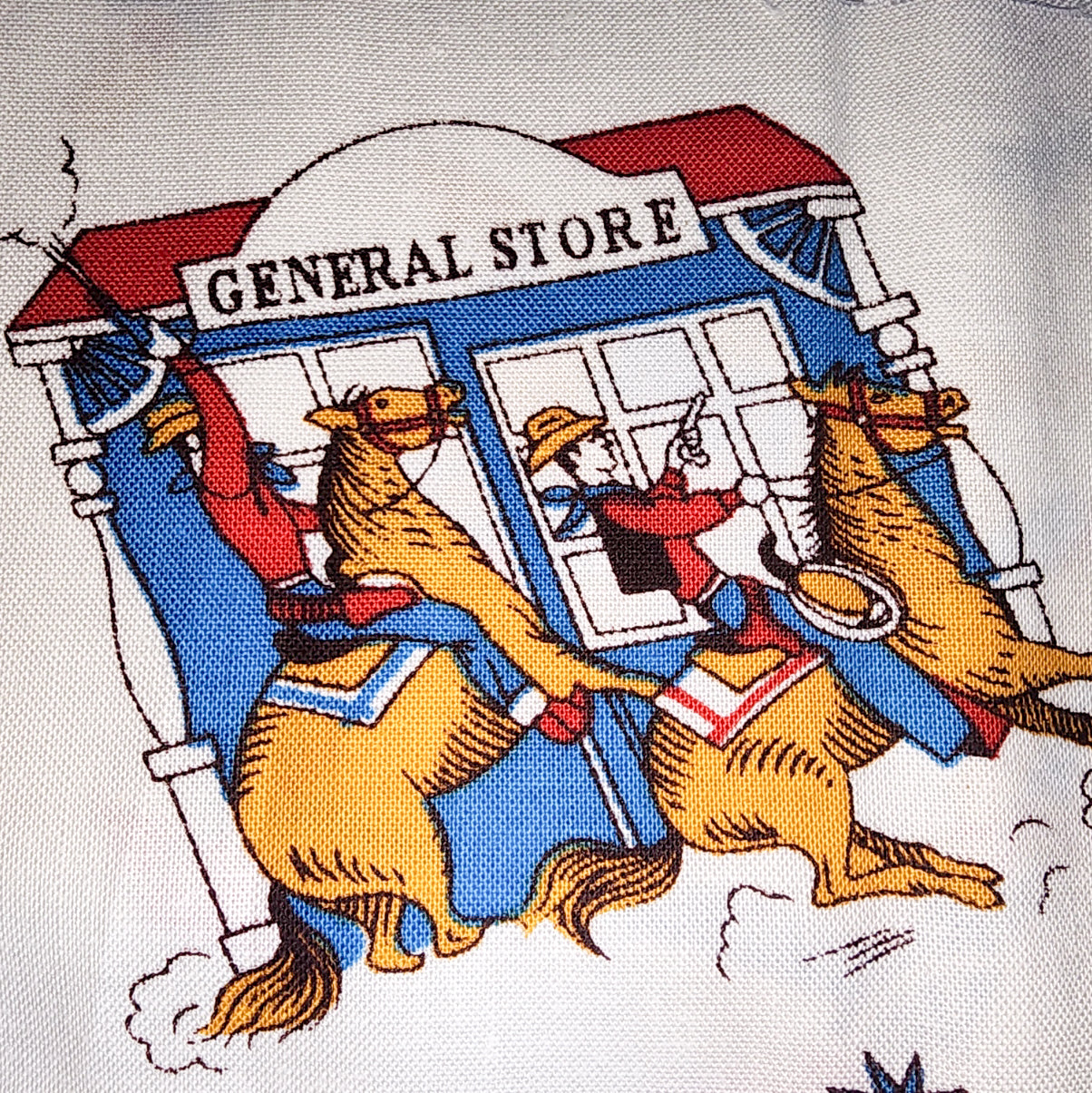 Cowboys & General Store - white background RJR Fabrics