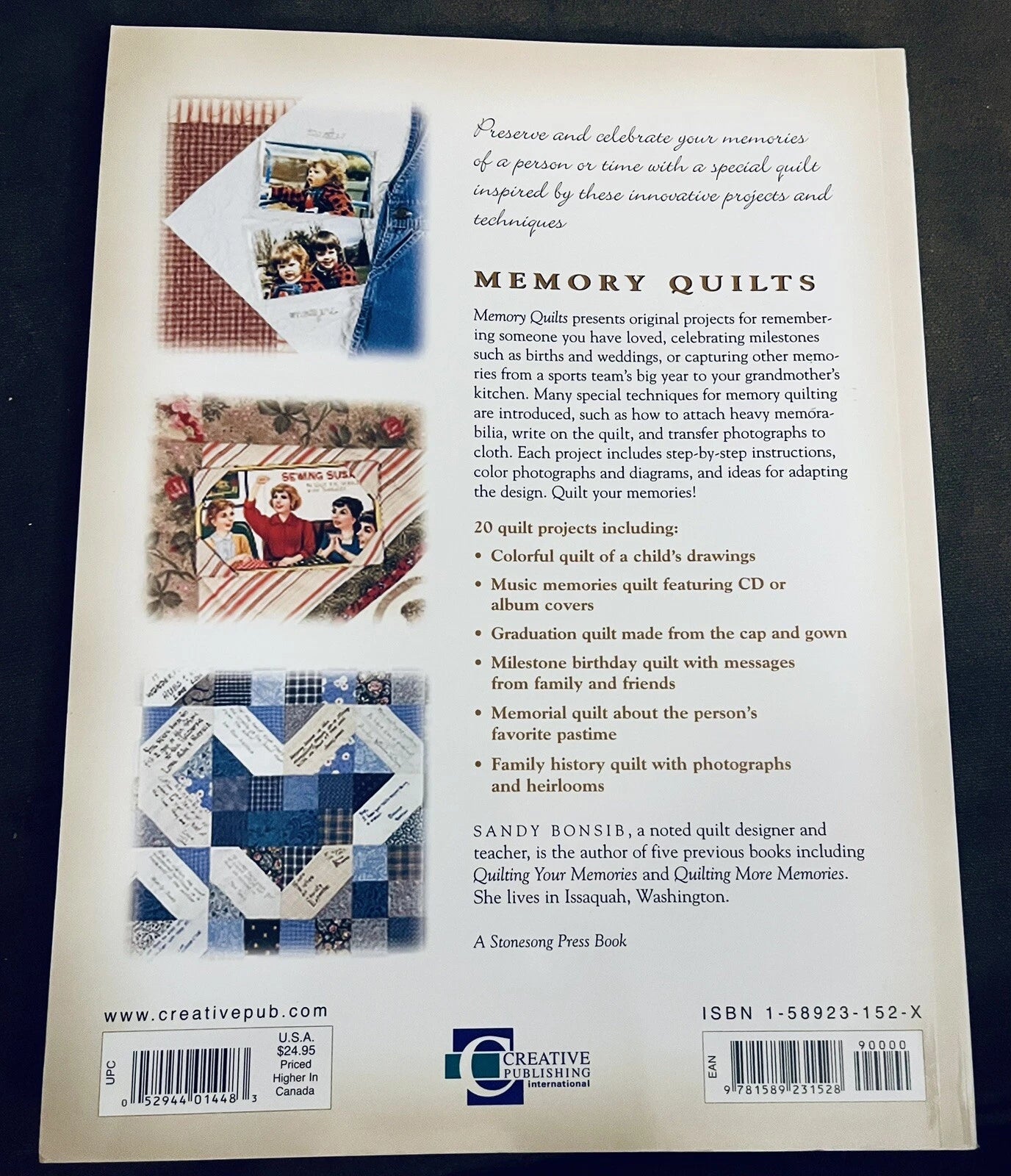 Memory Quilts Book by Sandy Bonsib