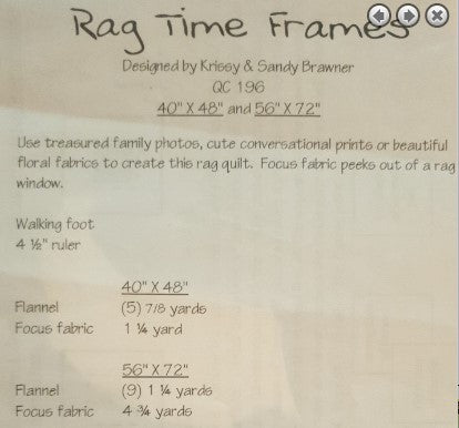 Rag Time Frames quilt pattern by Krissy & Sandy Brawner