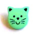 Cat face lime green 1.5cm