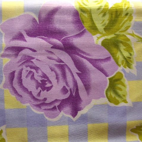 Amy Butler - Temple Flowers - Checks and Rose - Blue (80cm left)