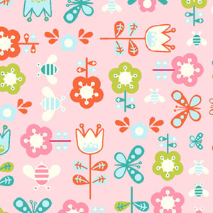 Cosmo Cricket - Girl Friday - Garden Friends - Pink p0260 4271 floral