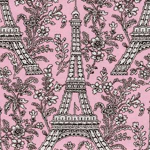 Michael Miller Eiffel Tower Blossom (Pink and Black) C-1248