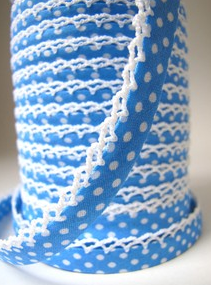 Sky blue lace bias binding (double fold) PRICED PER METRE