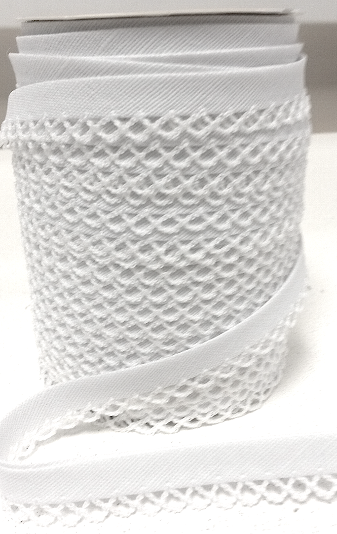White lace bias binding (double fold) PRICED PER METRE