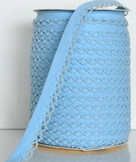 Baby blue lace bias binding (double fold) PRICED PER METRE