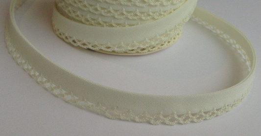 Cream lace bias binding (double fold) PRICED PER METRE