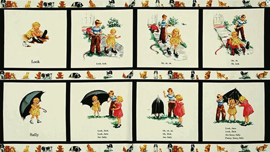 Dick and Jane Sally Look - Cream PANEL (now discontinued) RARE DJ-2731