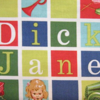 Dick and Jane Crossword fabric - DJ-3153